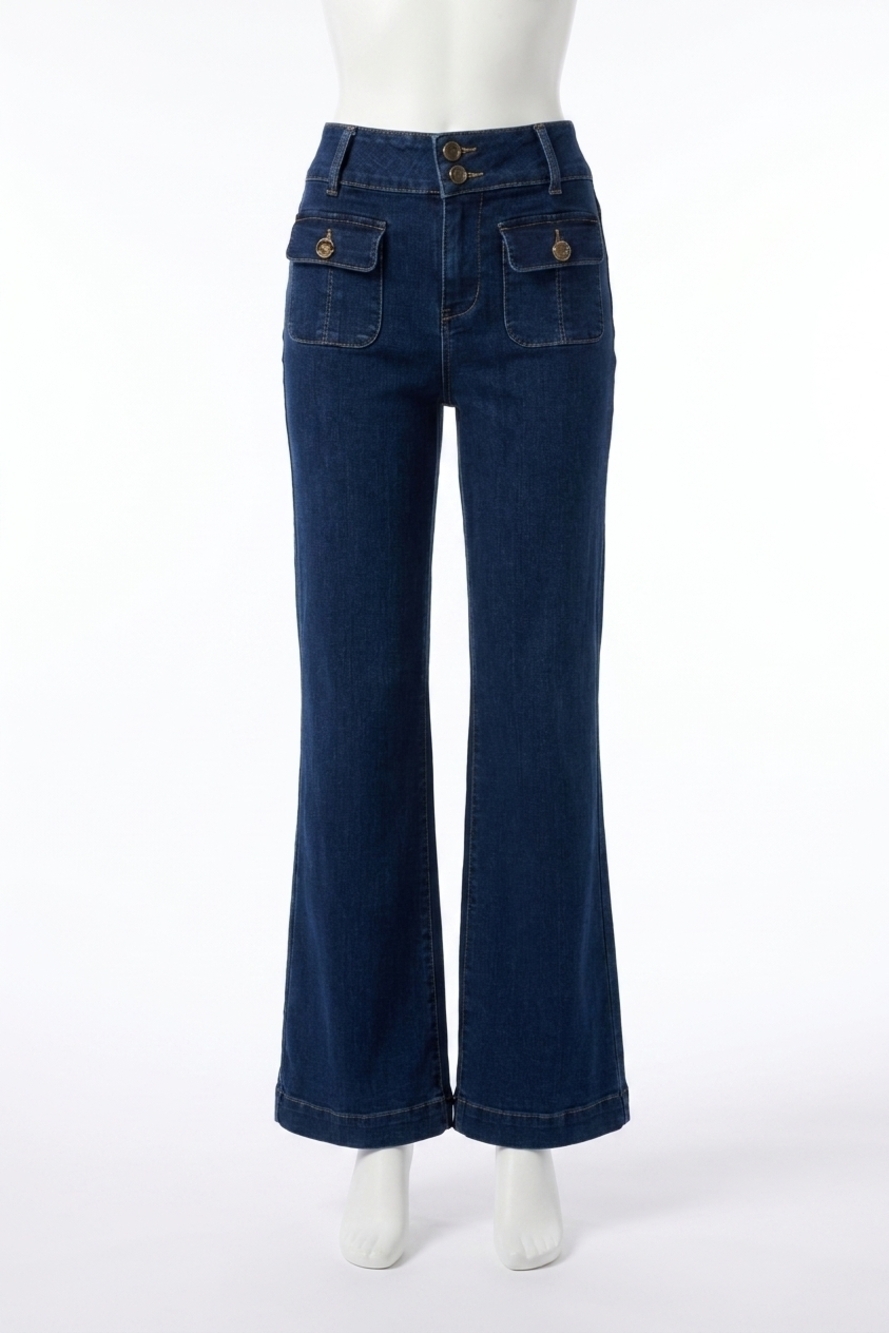 NEW TRIBAL brooke comfort stretch high rise palazzo trousers in deepwater